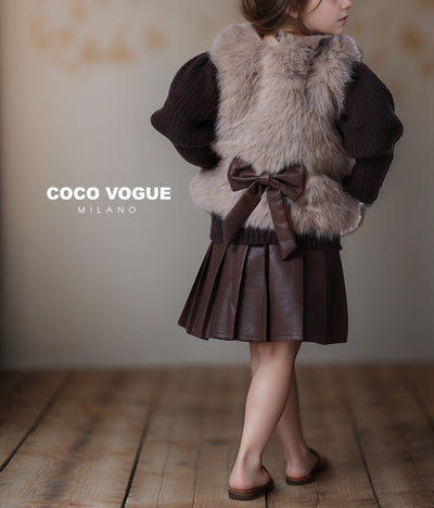 Chic Girls' Faux Fur Vest & Skirt Set