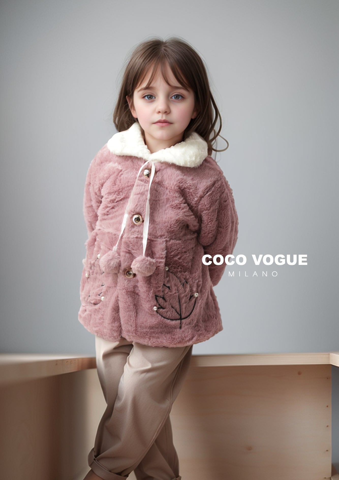 Mauve Fur Coat ,Soft Hues of Luxury with Floral Elegance
