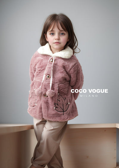Mauve Fur Coat ,Soft Hues of Luxury with Floral Elegance