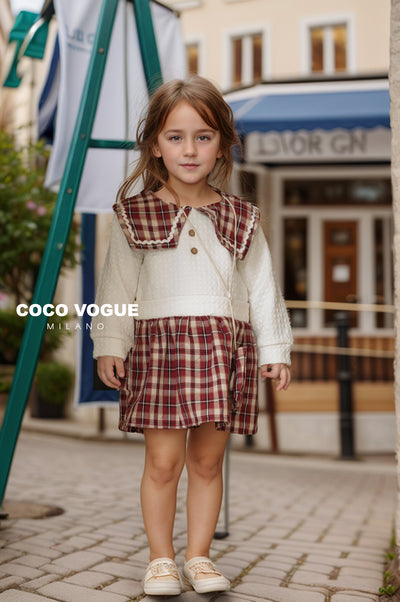 Chic Plaid Charm with Cozy Knits Dress