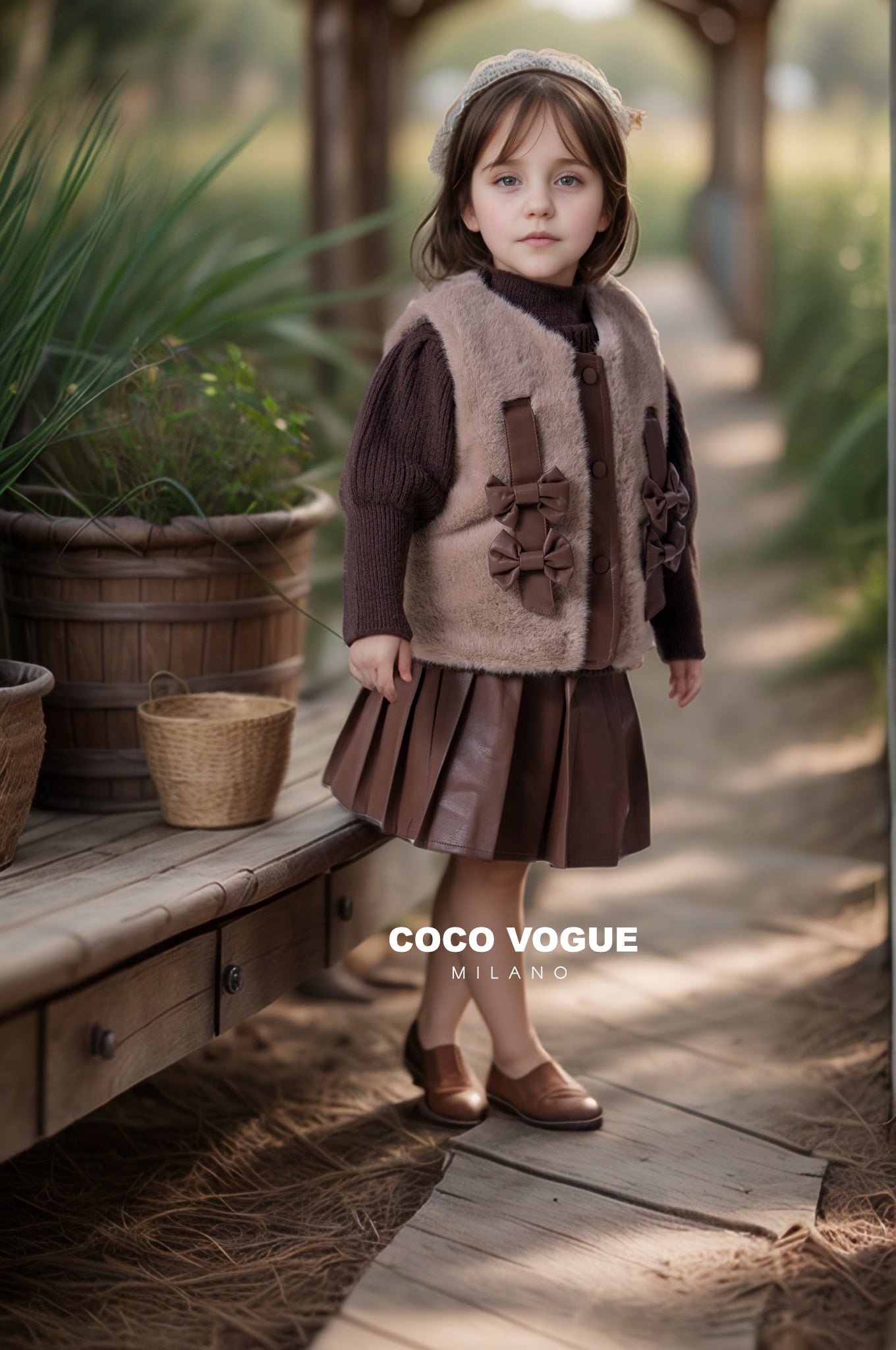 Cute toddler girls matching faux fur outfit , Girls faux fur vest & skirt set 5–6 years for kids