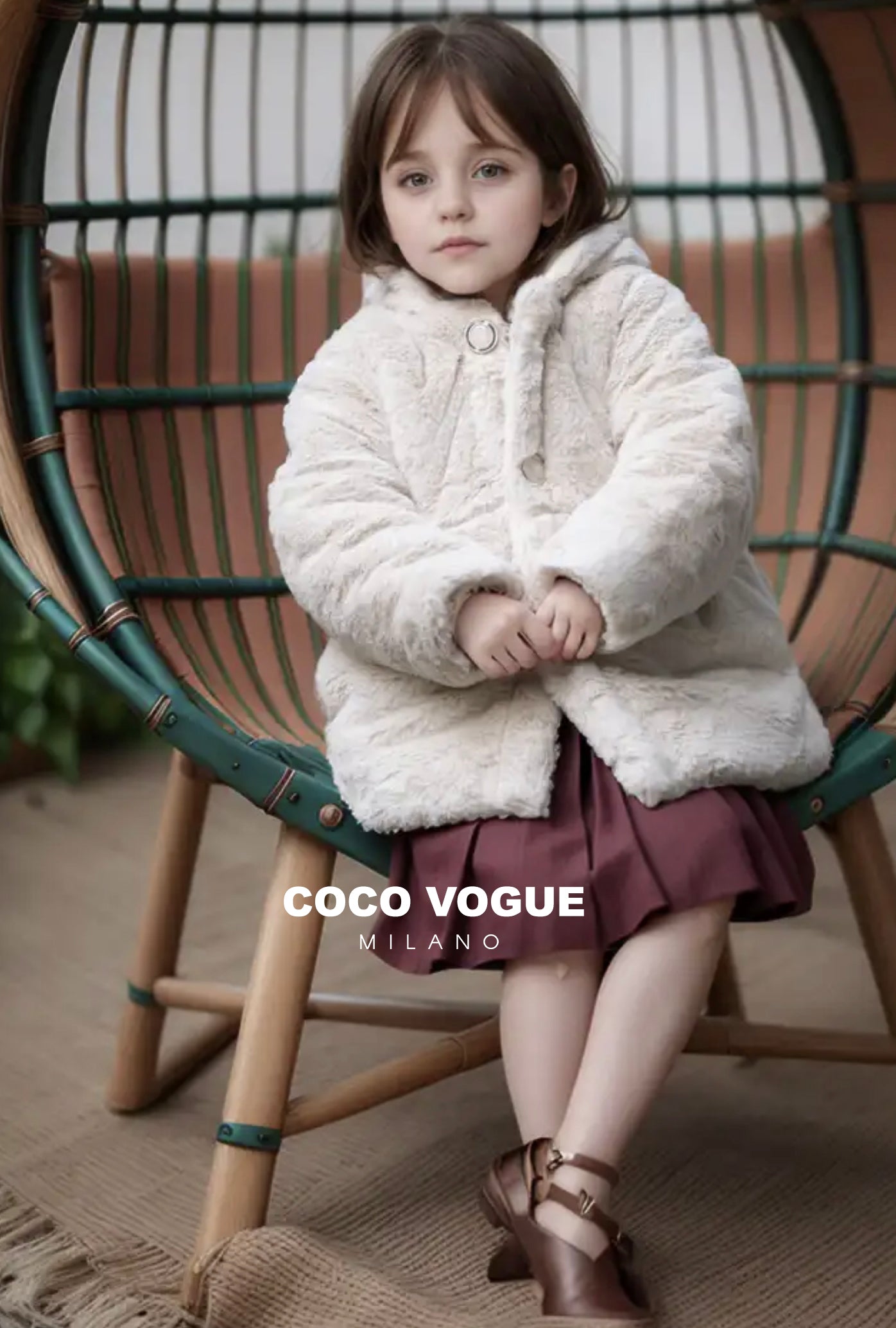 Girls’ Luxe Fur Jacket with Bunny Hoodie