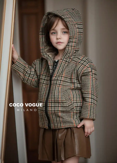 Rustic Grid Coat Hoodie