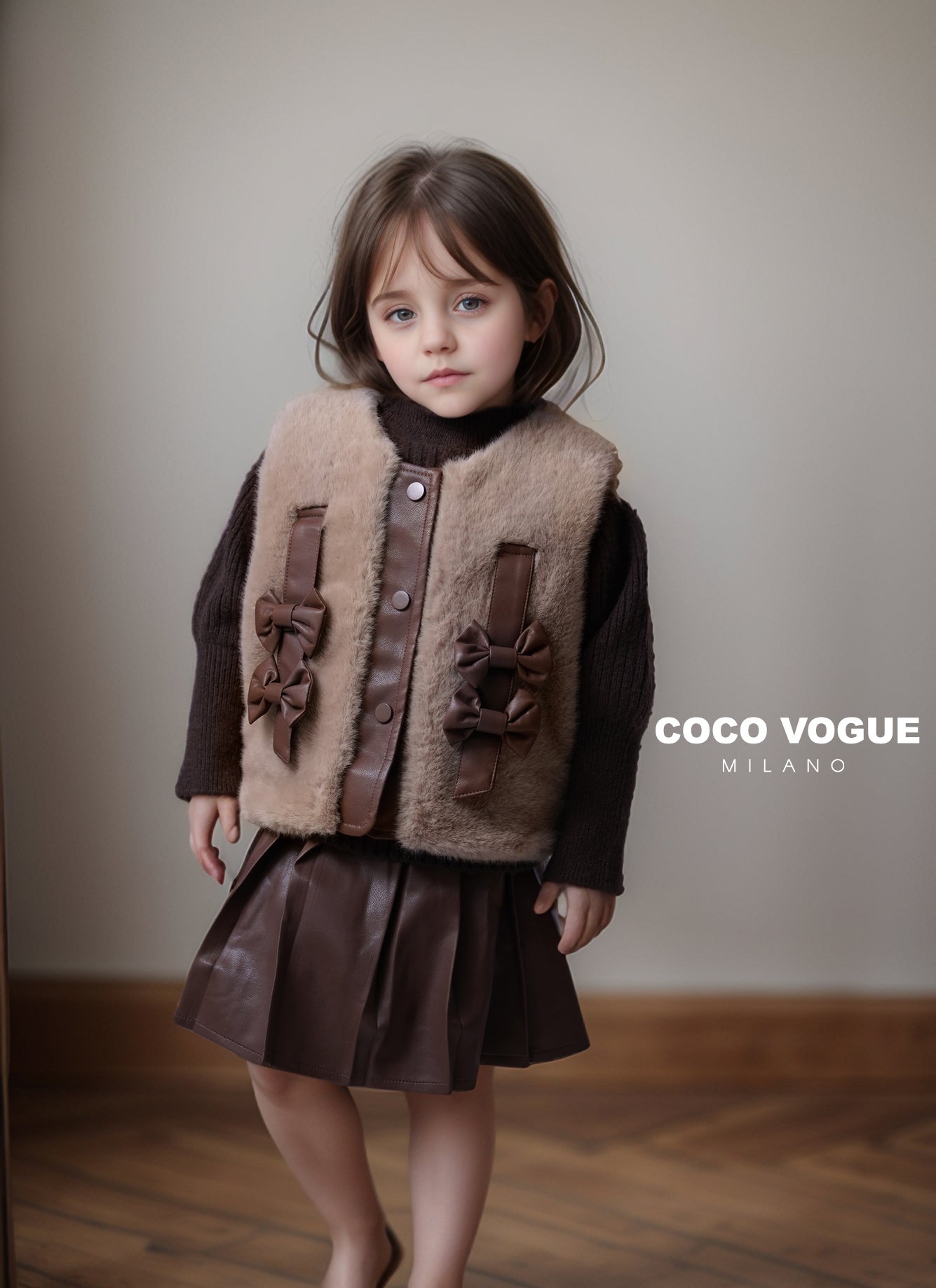 Cute toddler girls matching faux fur outfit , Girls faux fur vest & skirt set 5–6 years for kids