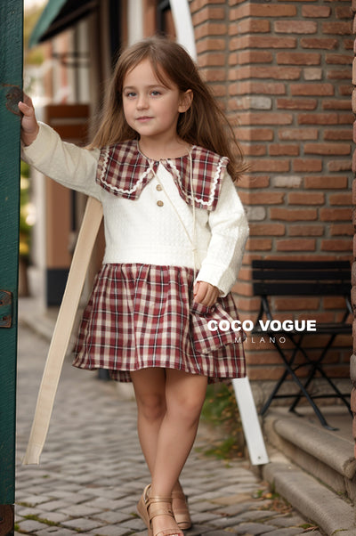 Chic Plaid Charm with Cozy Knits Dress