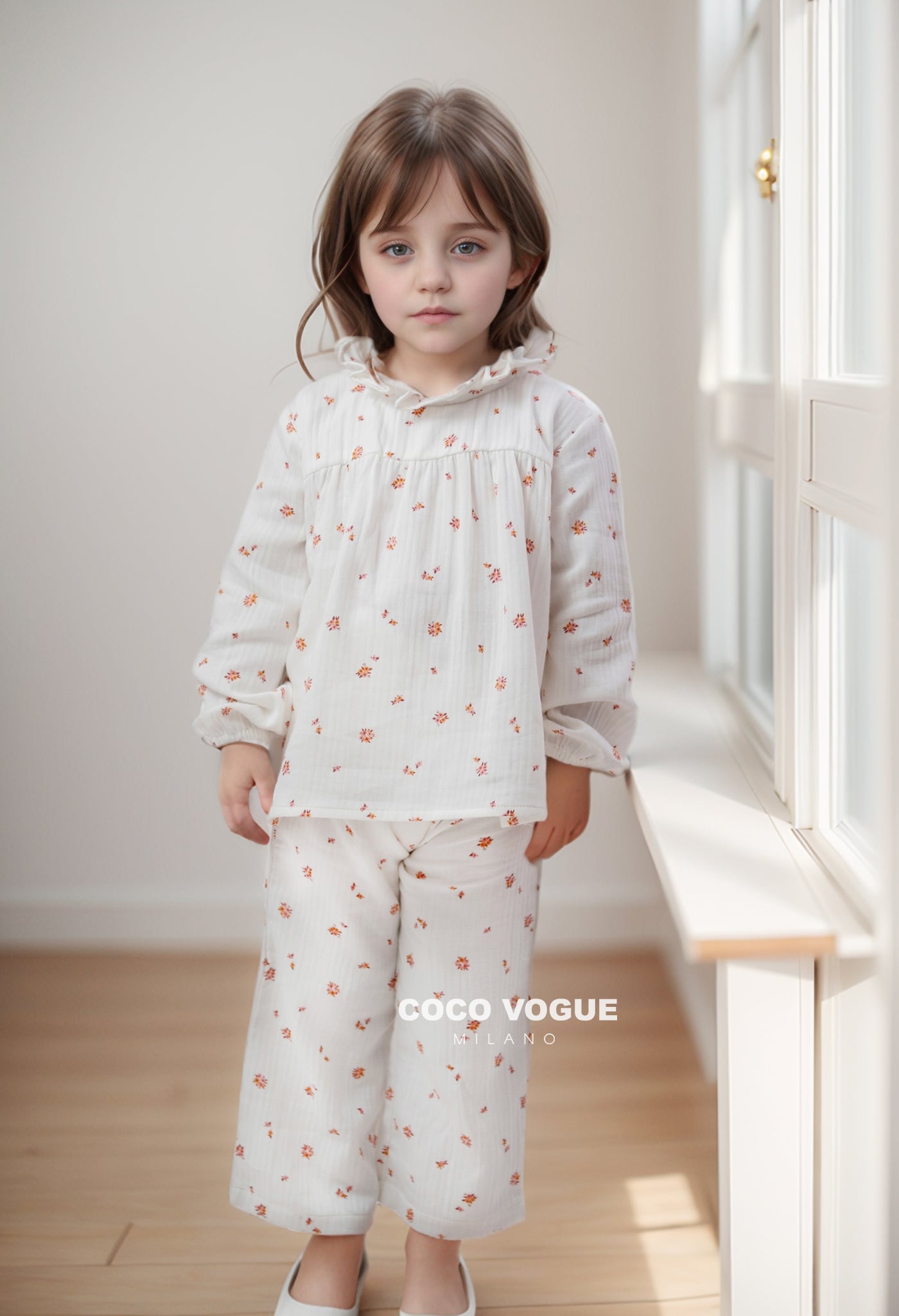 Fashionable kids co-ord set in creamy elegance , Creamy Elegance cotton co-ord set 2–8 years for kids