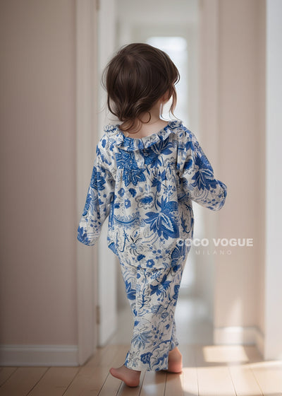 Trendy royal blue matching pajama set for little kids , Modern toddler pajama co-ord set 2–8 years
