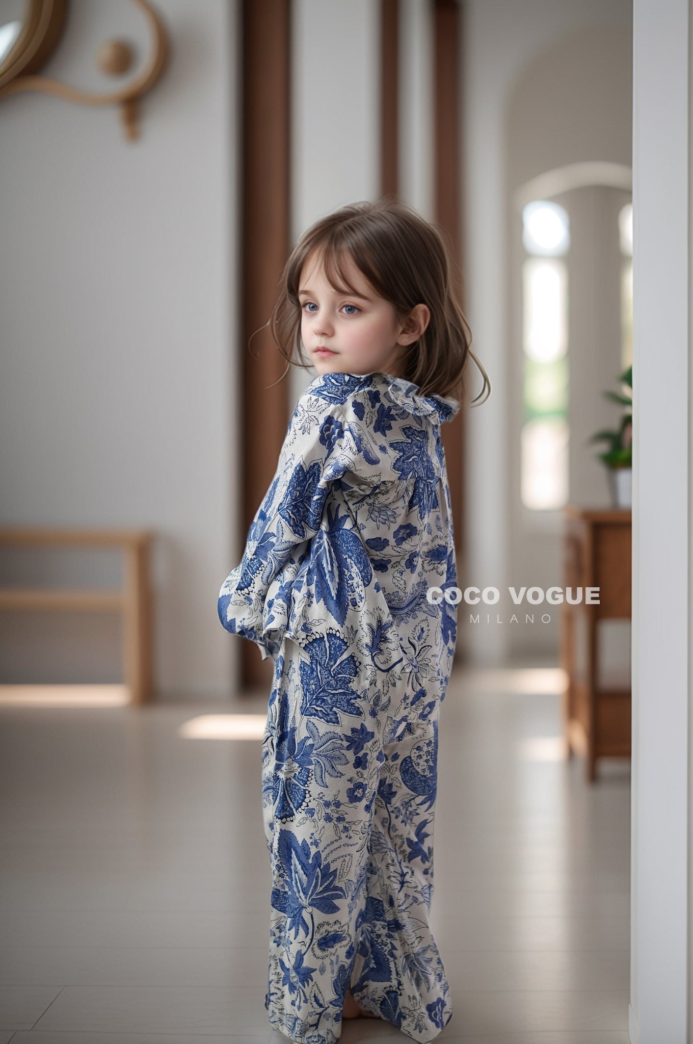 Trendy royal blue matching pajama set for little kids , Modern toddler pajama co-ord set 2–8 years