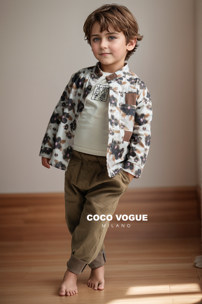 "Earthy Chic – 3Pc Summer Set Timeless Elegance for Little Trendsetters"