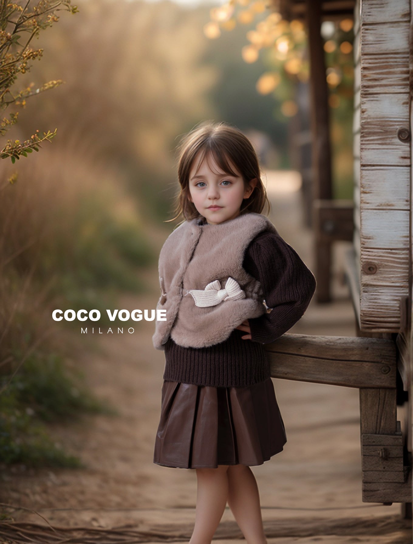 Chic & Cozy Girls' Faux Fur Vest and Pleated Skirt Set – Elegant Winter Outfit