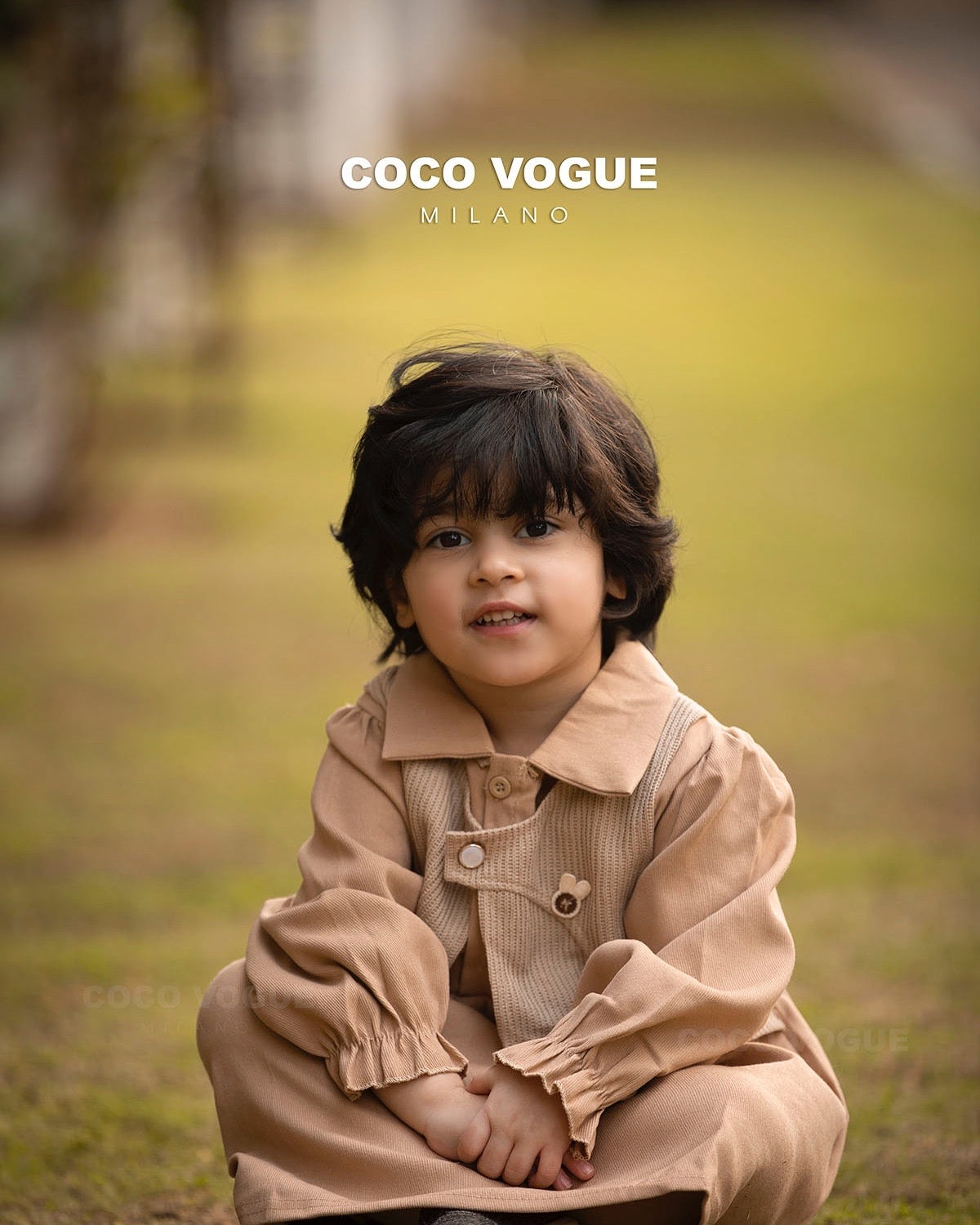 Classic beige baby dress with stylish look , Comfortable beige dress for baby girl 1–4 yrs