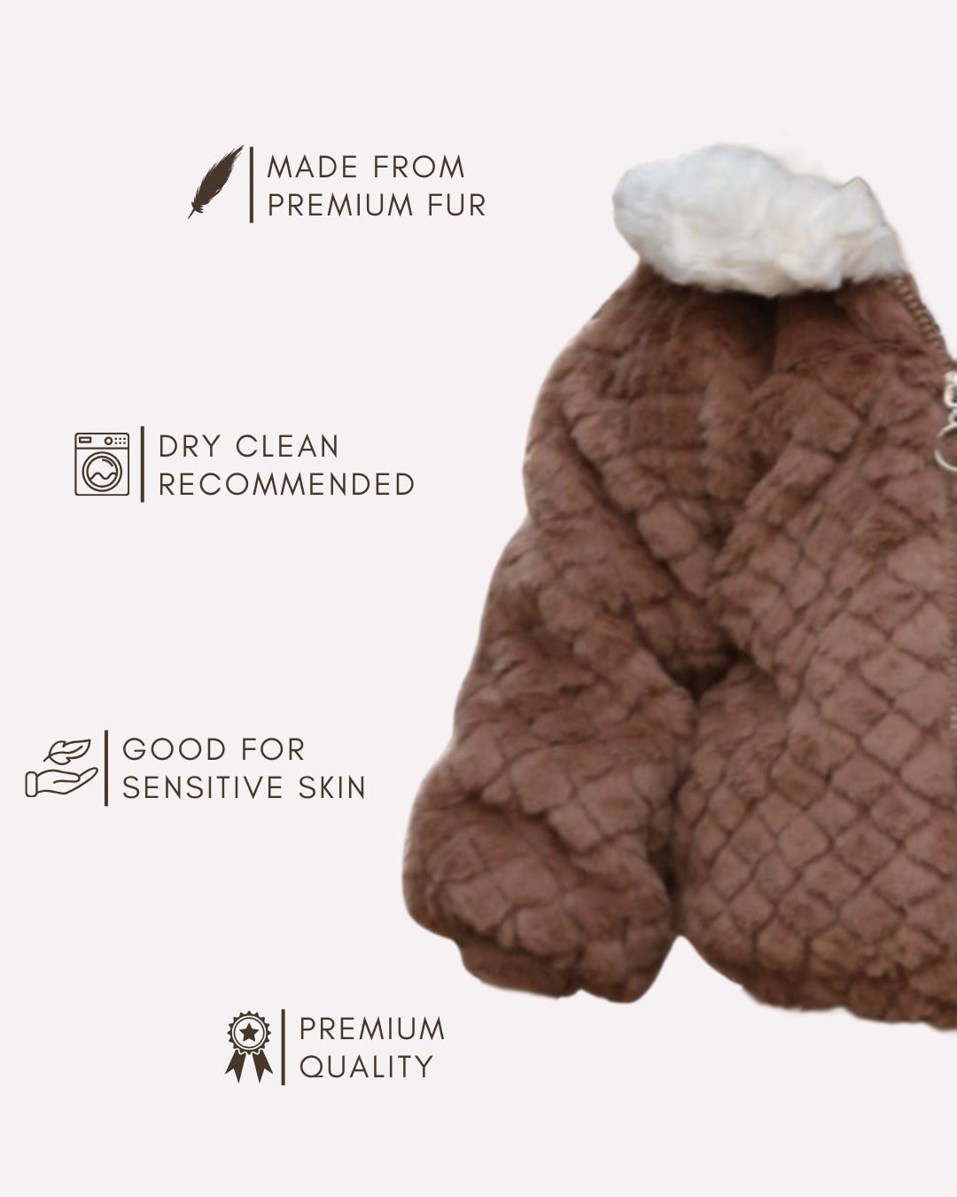 Elegant brown fur winter jacket for little children , Premium soft brown fur coat 3–7 years