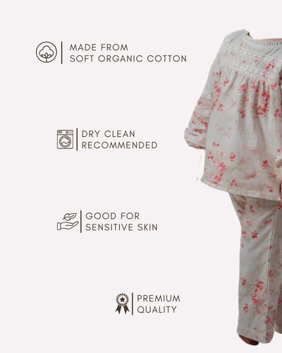 Trendy pink floral pattern outfit for little girls , Baby girl pink floral co-ord set 2–8 years for kids