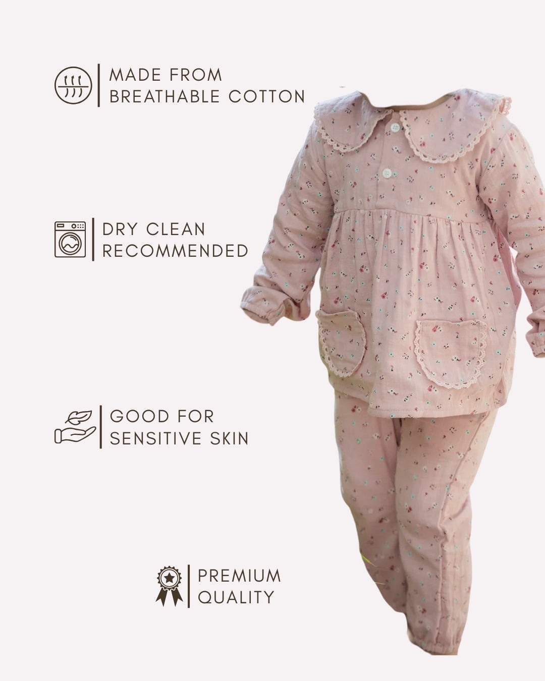 Soft breathable cotton loungewear for toddlers , Baby girl soft loungewear set 6M–4Y for kids