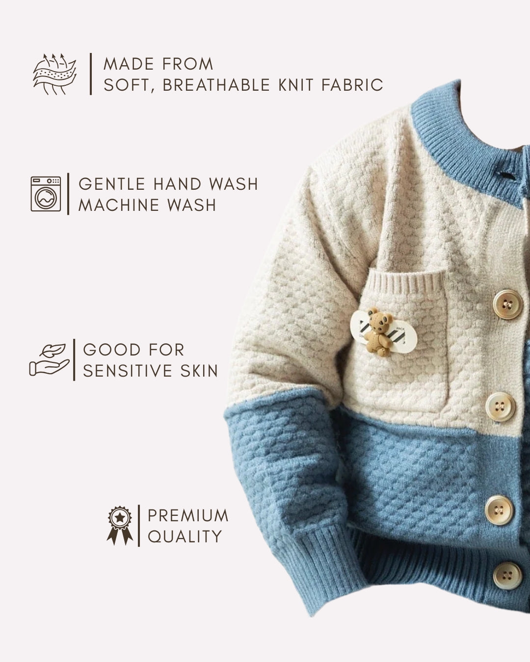 Stylish toddler boys & girls knit cardigan , Blue knitted cardigan style 1–6 years