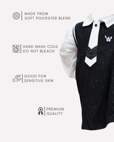 Cute toddler girls dress for parties and casual wear, Black & white frock with tie 3–7 years