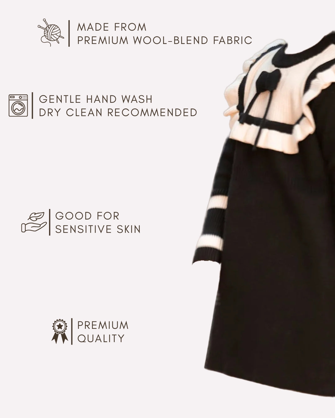 Trendy black and white dress for little girls , lack & white vintage dress 1–6 years