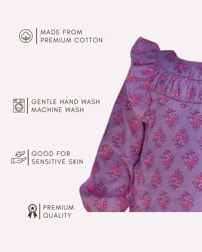 Trendy pink boho pattern outfit for little girls , Boho Bloom co-ord set pink 3M–4Y for kids