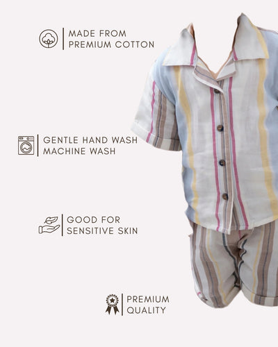 Modern toddler boys striped co-ord set , Boy striped summer breeze co-ord set 6M–4Y for kids