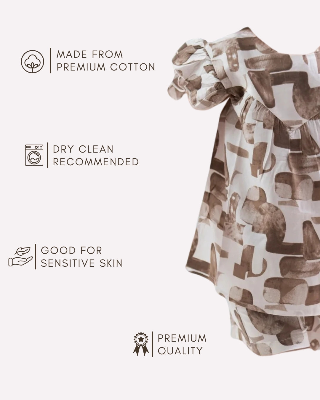 Trendy cocoa-colored abstract pattern dress for little girls , Chic Cocoa abstract girl child dress 2–6 years for kids 