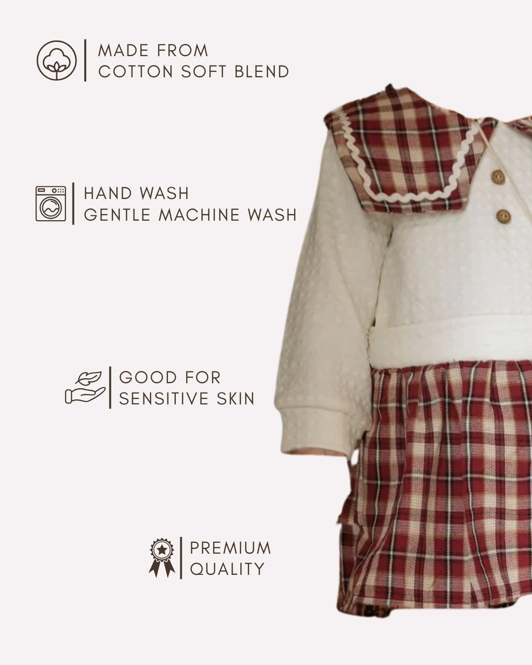 Lightweight breathable knit dress for girls , Chic plaid knit dress 1–4 years