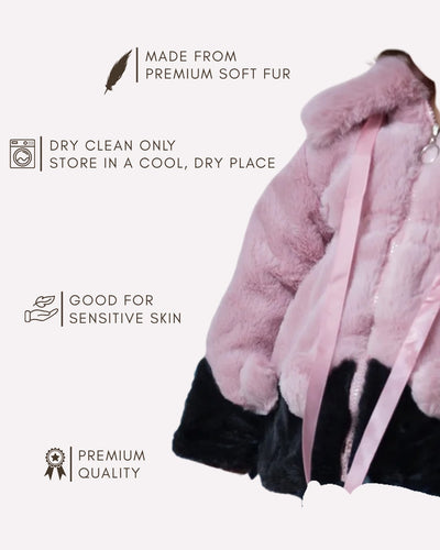 Trendy blush pink fur outerwear for little girls , Fur elegance blush pink jacket 2–5 years for kids 