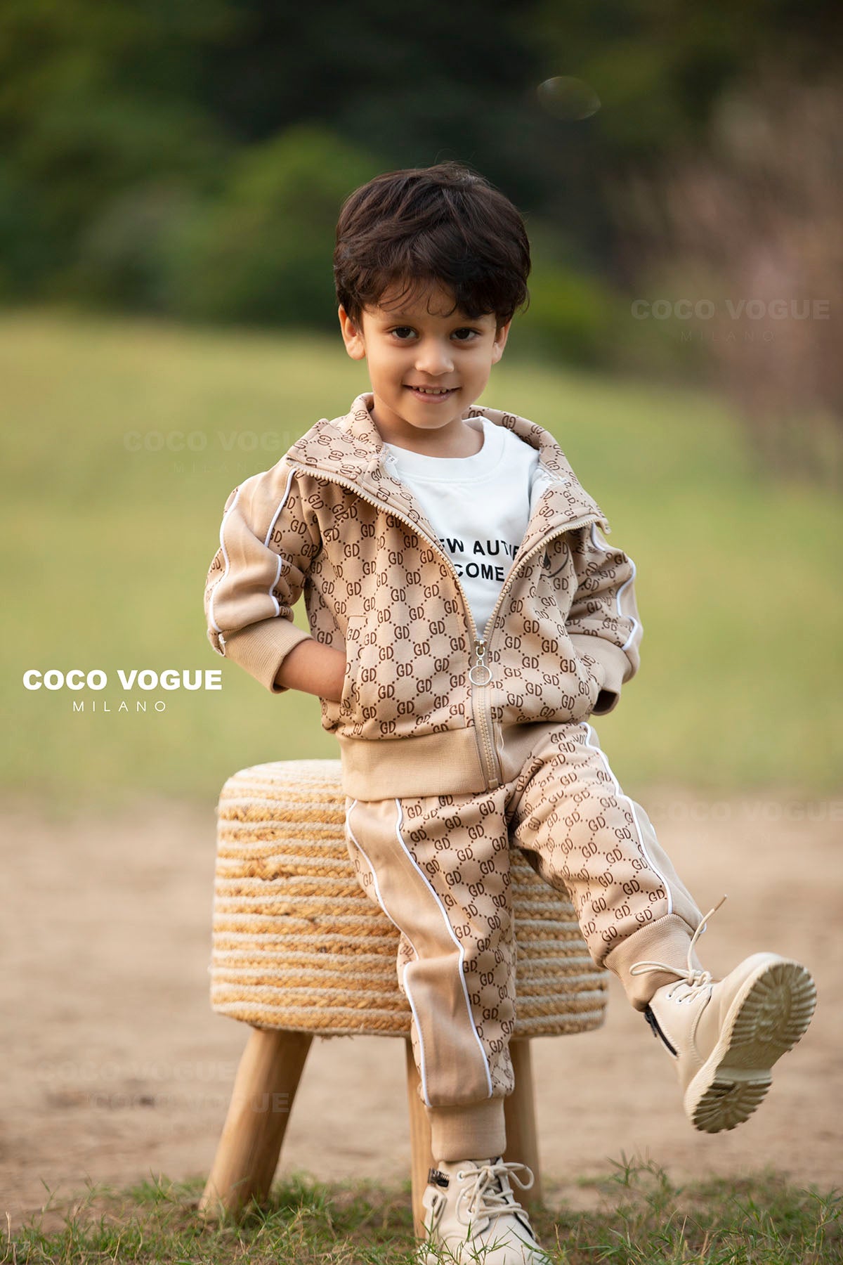 Luxury Beige & Brown Cord Set