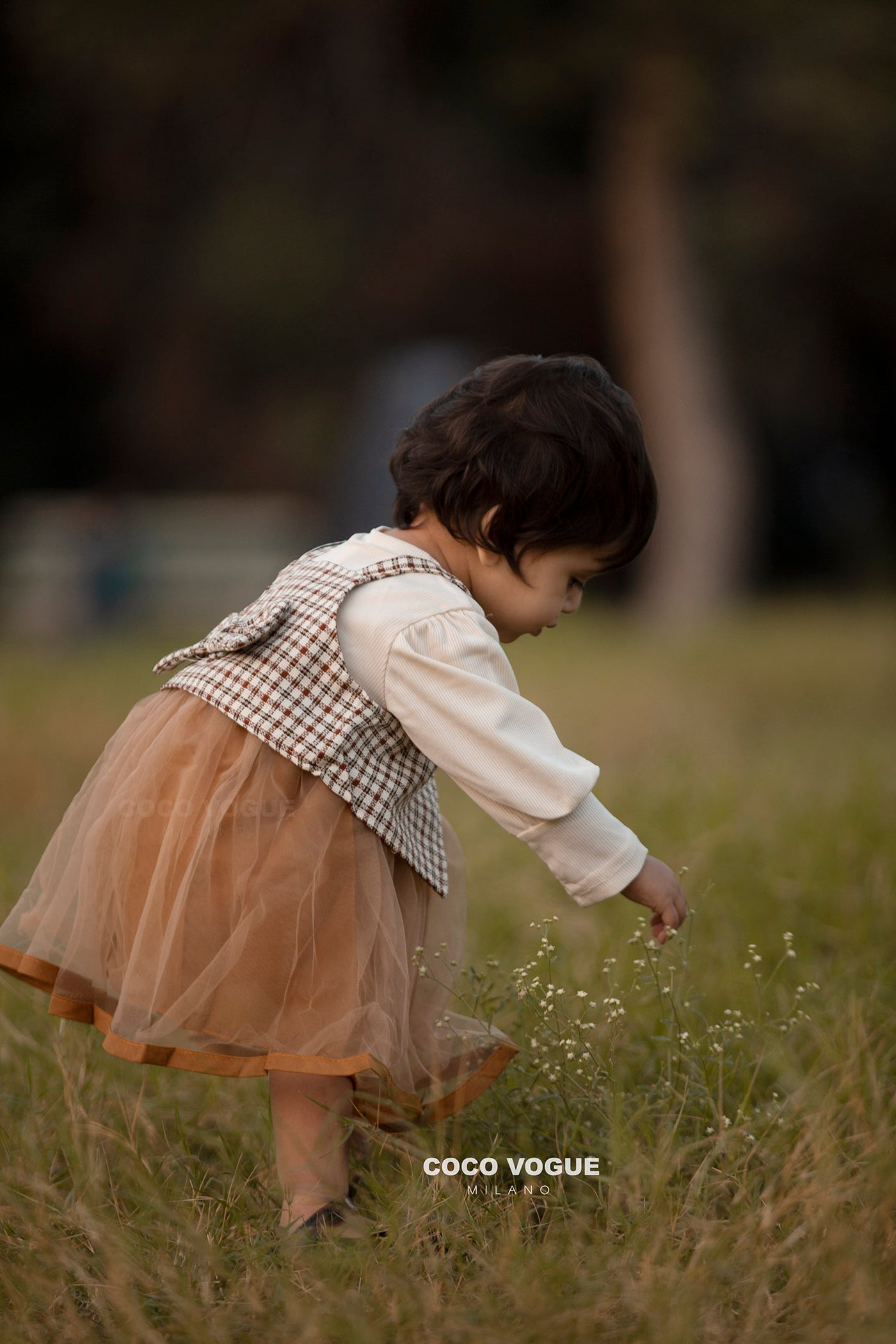 Gingham print dress with tulle skirt for kids , Tulle & gingham dress for girls 1–4 years 