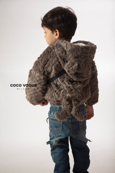Baby boy hoodie jacket outfit with bag , Warm hoodie jacket set for kids 1–6 years