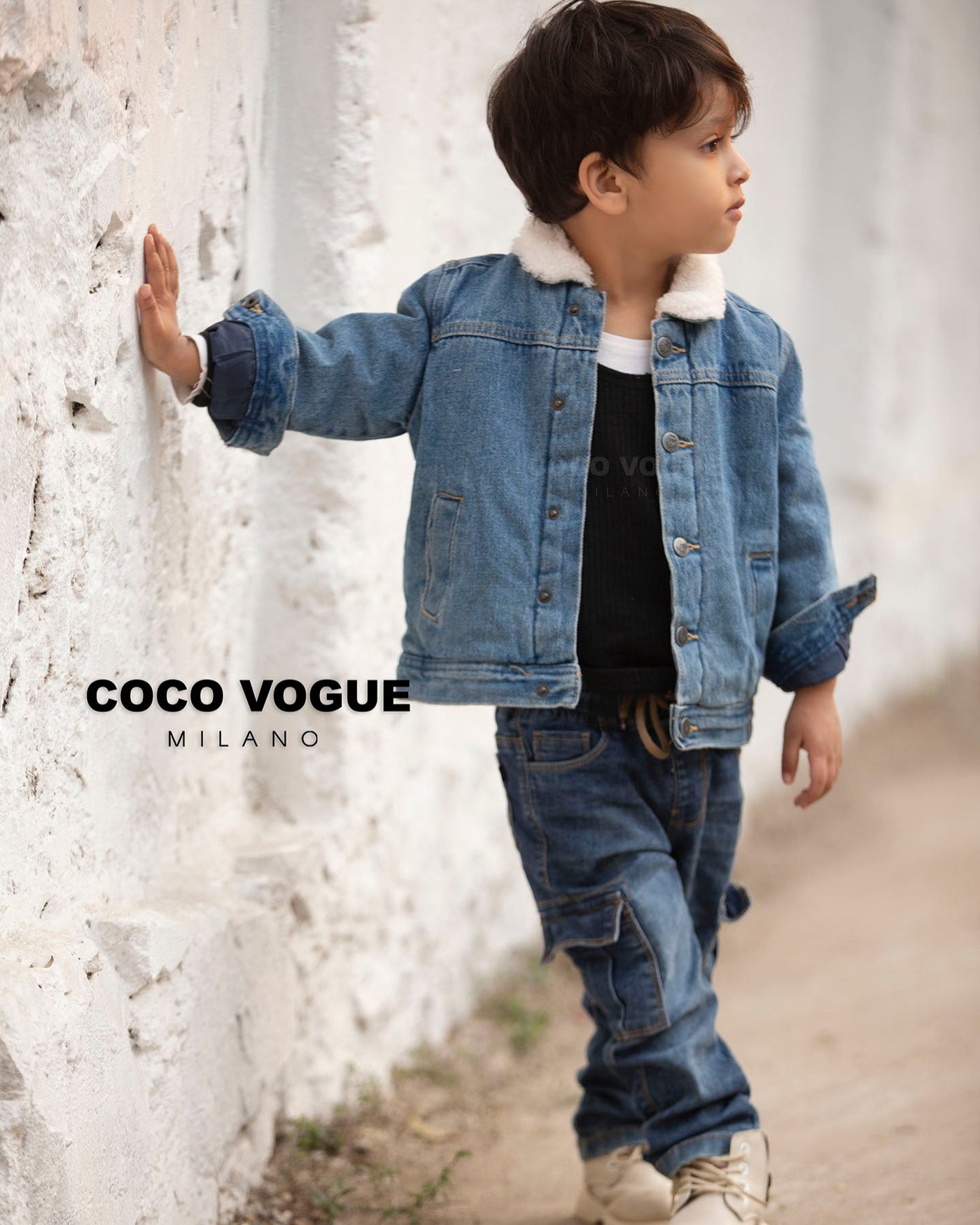 Blue Denim Sherpa Fleece Jacket