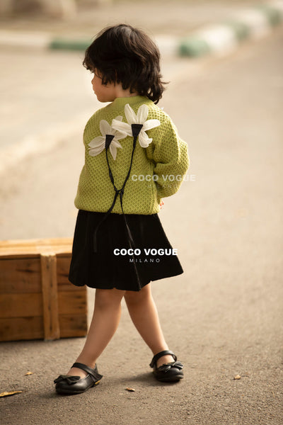 Floral Winter Elegant Top With Black Skirt