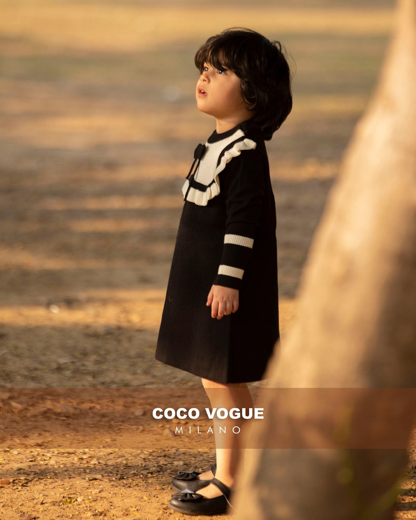 Comfortable cotton black & white dress for kids , Black & white vintage dress for girls 1–6 years