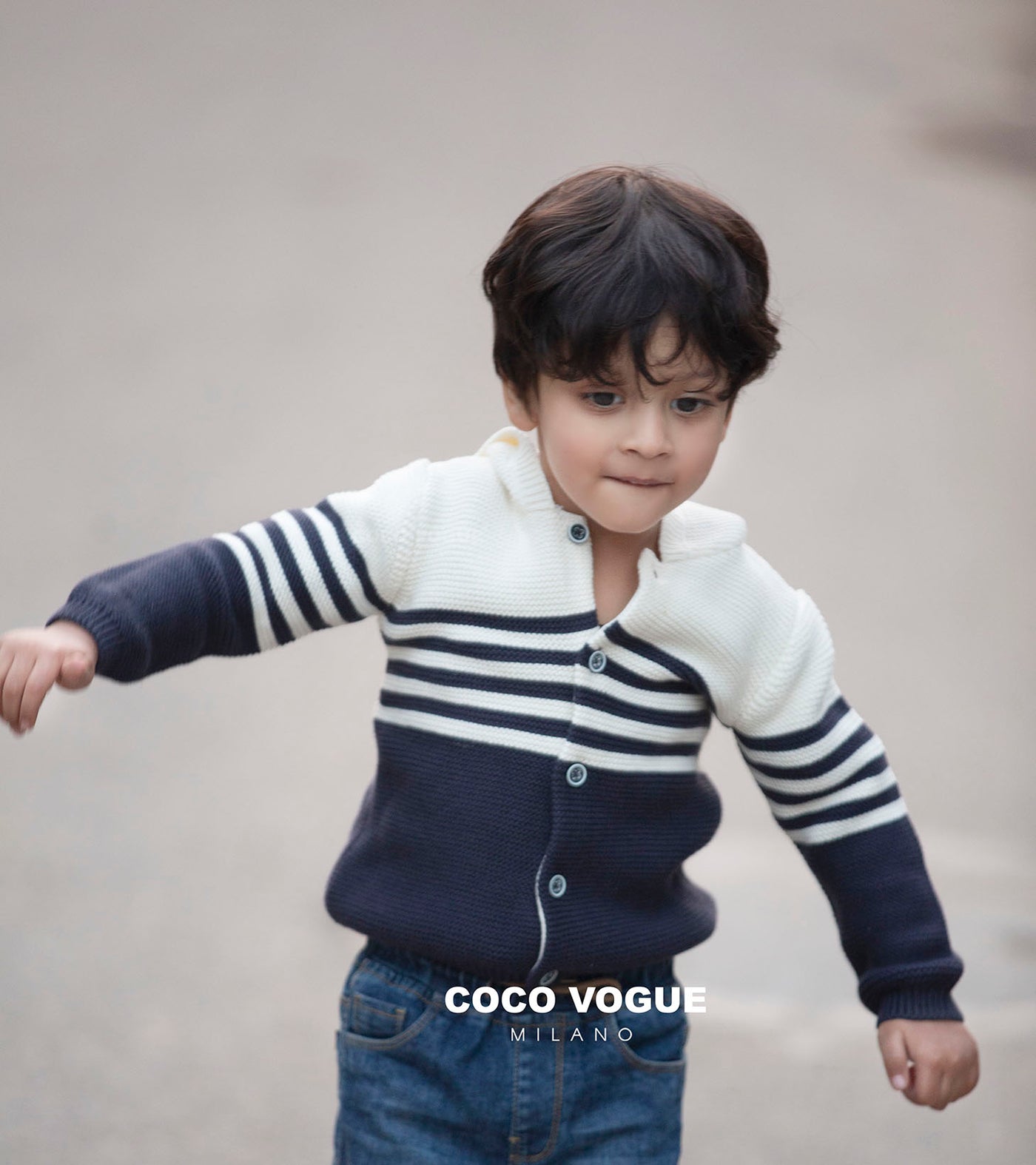 Baby hoodie with nautical design for everyday wear , Nautical vibes knit hoodie for kids 0–3 years