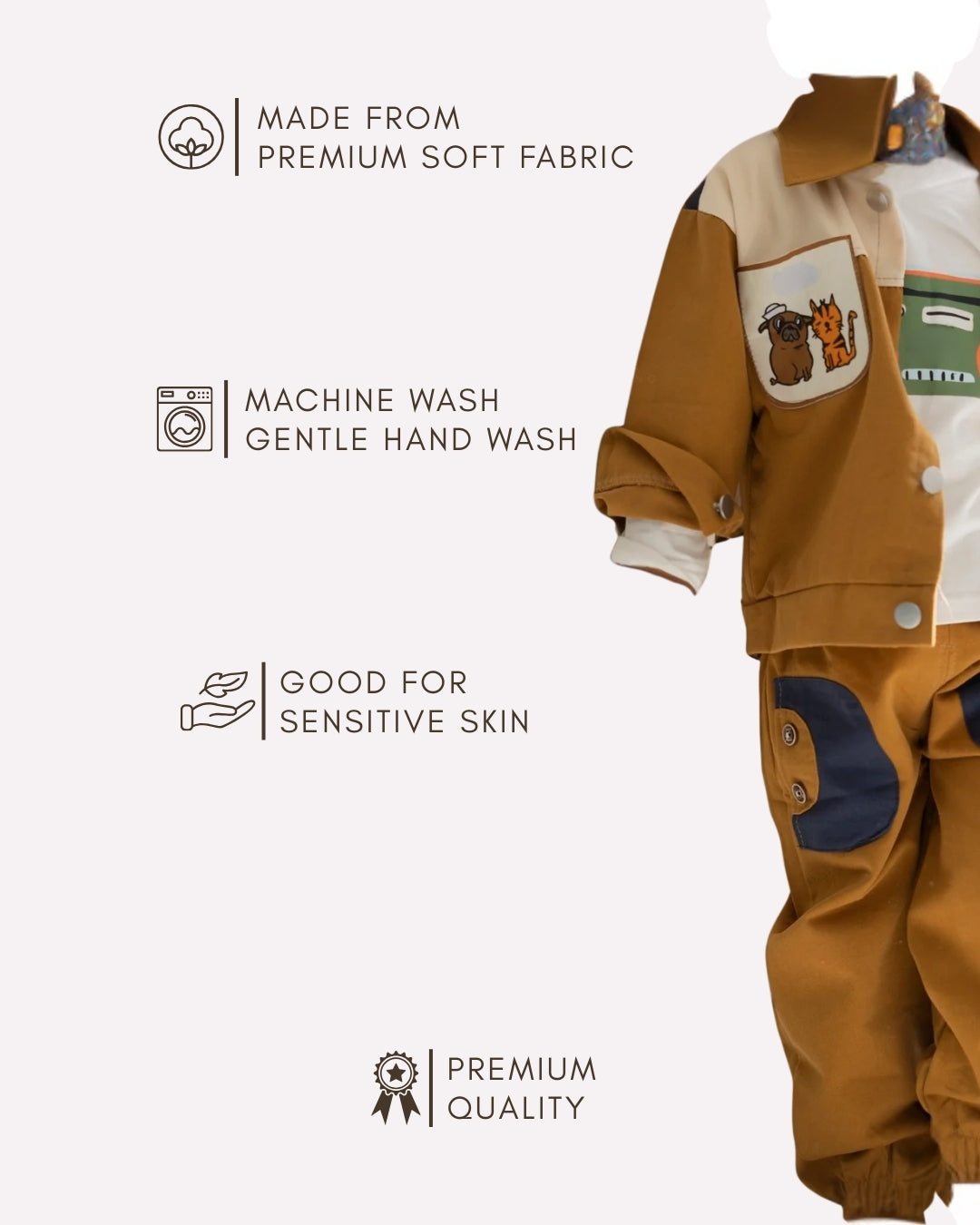 Fashionable boys 3-piece outfit for kids , Kids boys retro outfit 3pc set 2–7 years