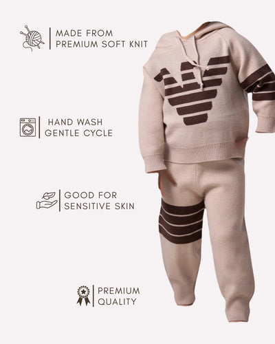 Premium soft knitwear hoodie for toddlers , Luxury knitwear hoodie set 1–6 years for kids