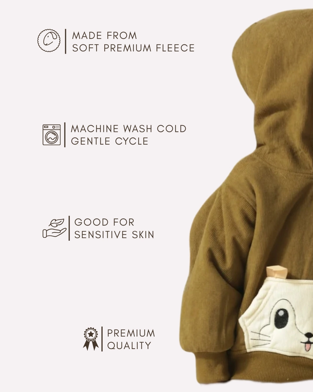 Trendy olive green hoodie for little children , Olive Whimsy winter hoodie 1–5 years
