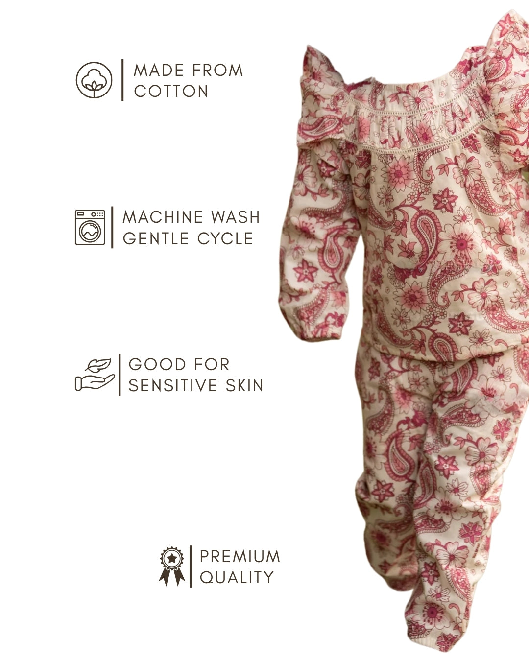 Lightweight breathable matching outfit for toddlers , Modern toddler cotton co-ord set 6M–4Y 