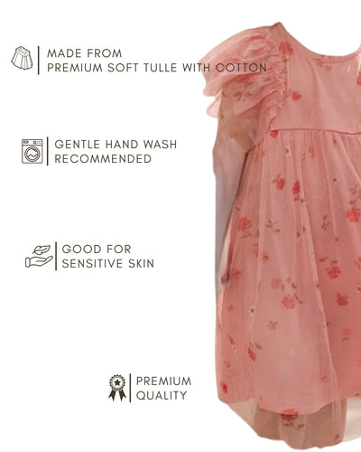 Fashionable peach-colored dress for children , Peach Blossom tulle dress 1–7 years

Stylish toddler girls tulle dress 