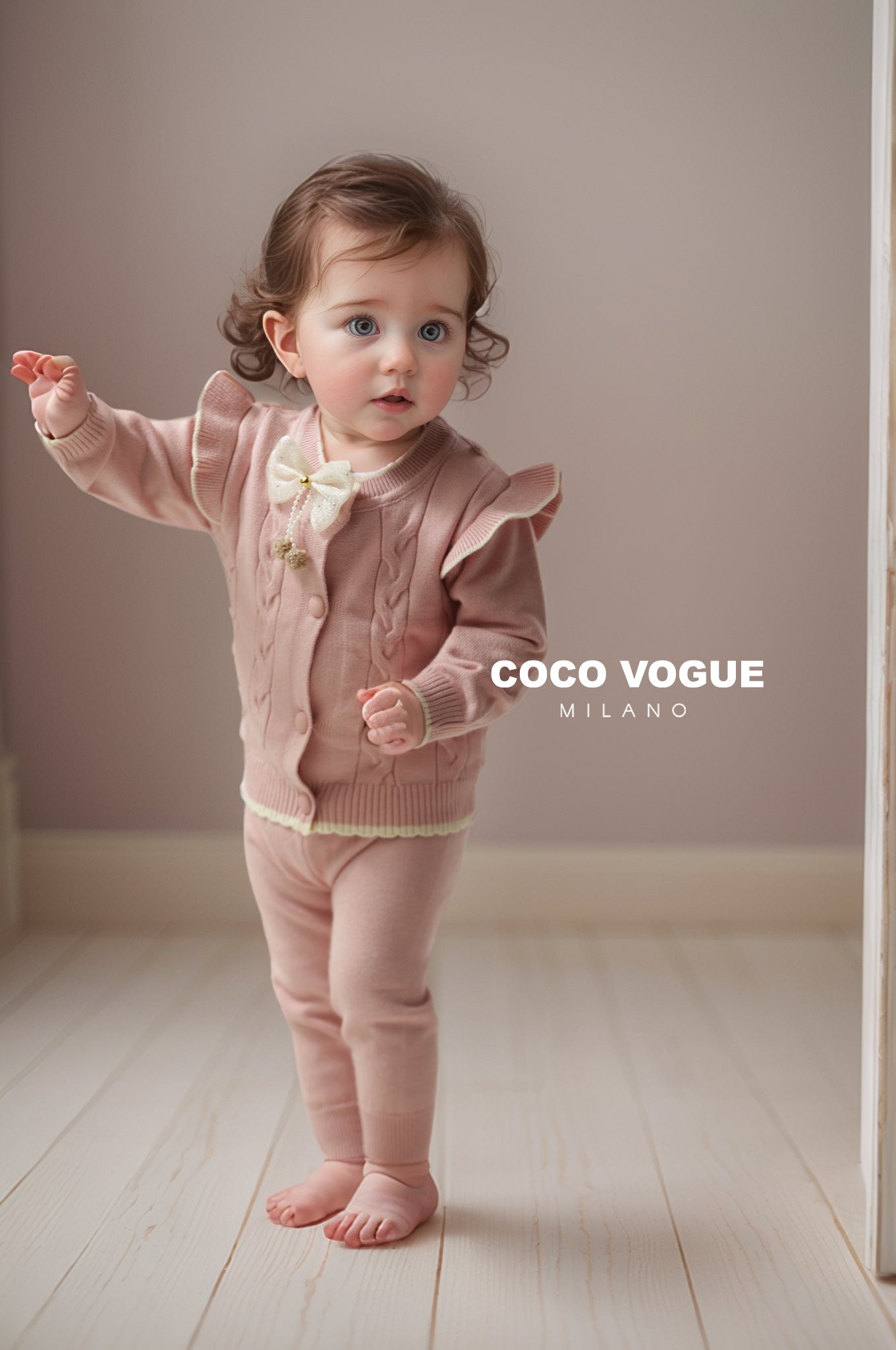 Baby Pink Velour Set for Girls