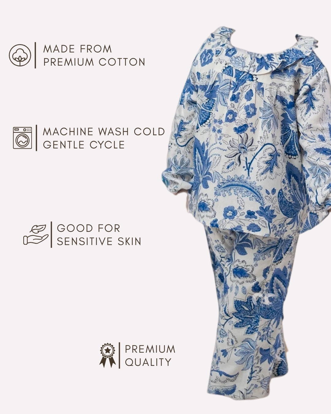 Cute toddler pajama co-ord set for boys & girls , Royal blue pajama co-ord set 2–8 years