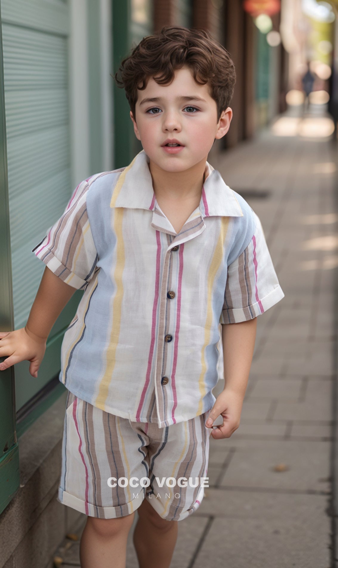 Stylish toddler boys striped co-ord outfit , Premium kids summer co-ord set 6 months–4 years