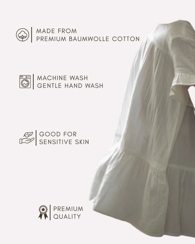 Lightweight breathable classic dress for toddlers , Timeless white beauty classic dress 1–7 years